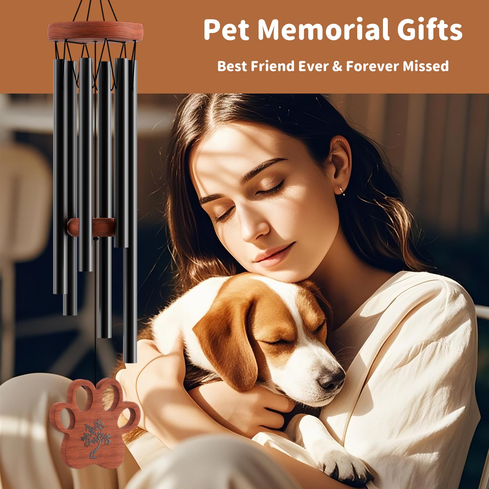 Loss of Pet, Loss of Dog Memorial Gifts for Loss of Dog, Cat, Loss of Dog Death Sympathy Gifts - Pet Memorial Wind Chimes for Dogs