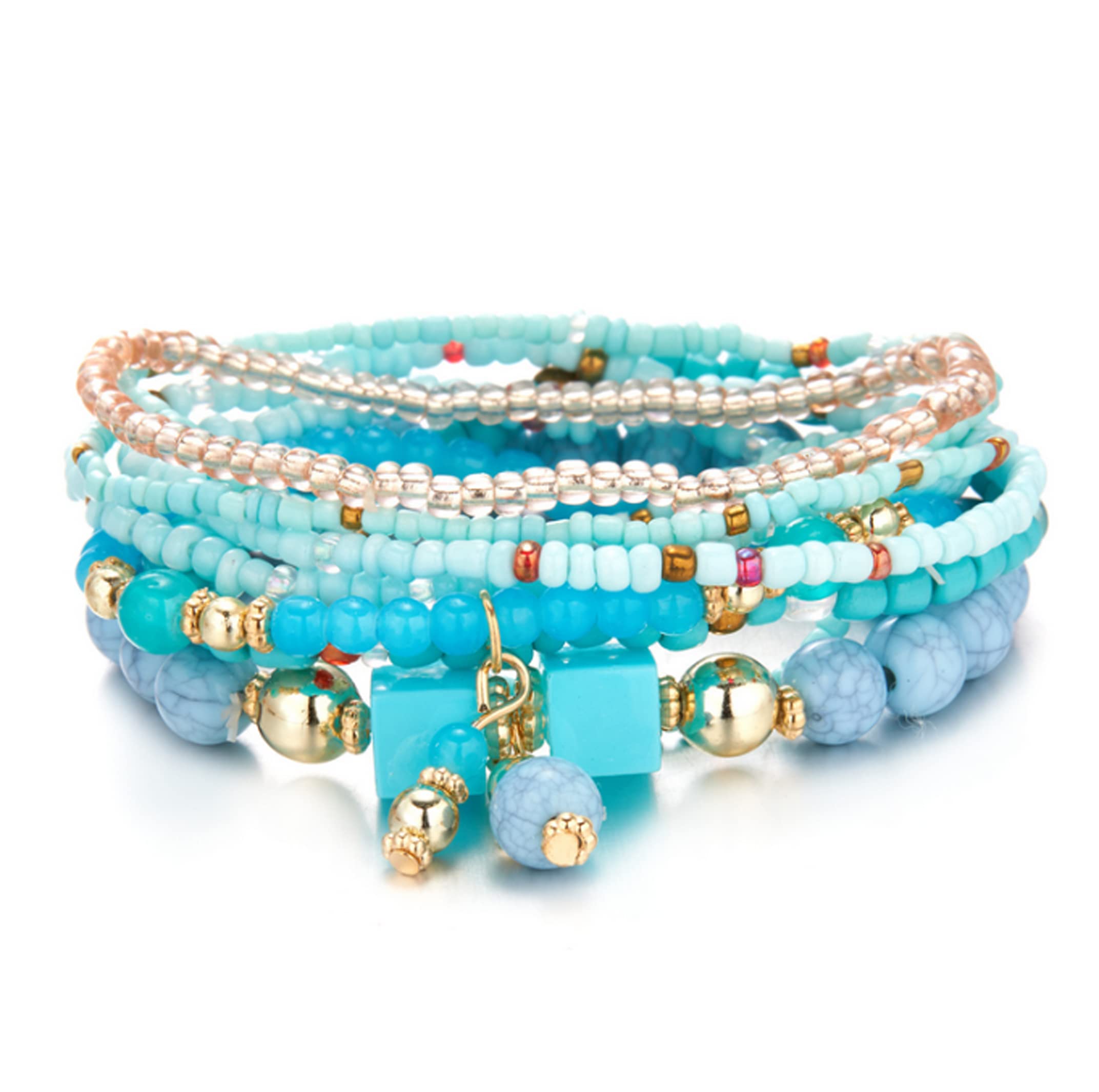 CFWSHJ Bracciale Elasticizzato con Perline Multistrato da Donna Braccialetti con Perline impilabili Bohemien Bracciale con Perline Elasticizzate Boho
