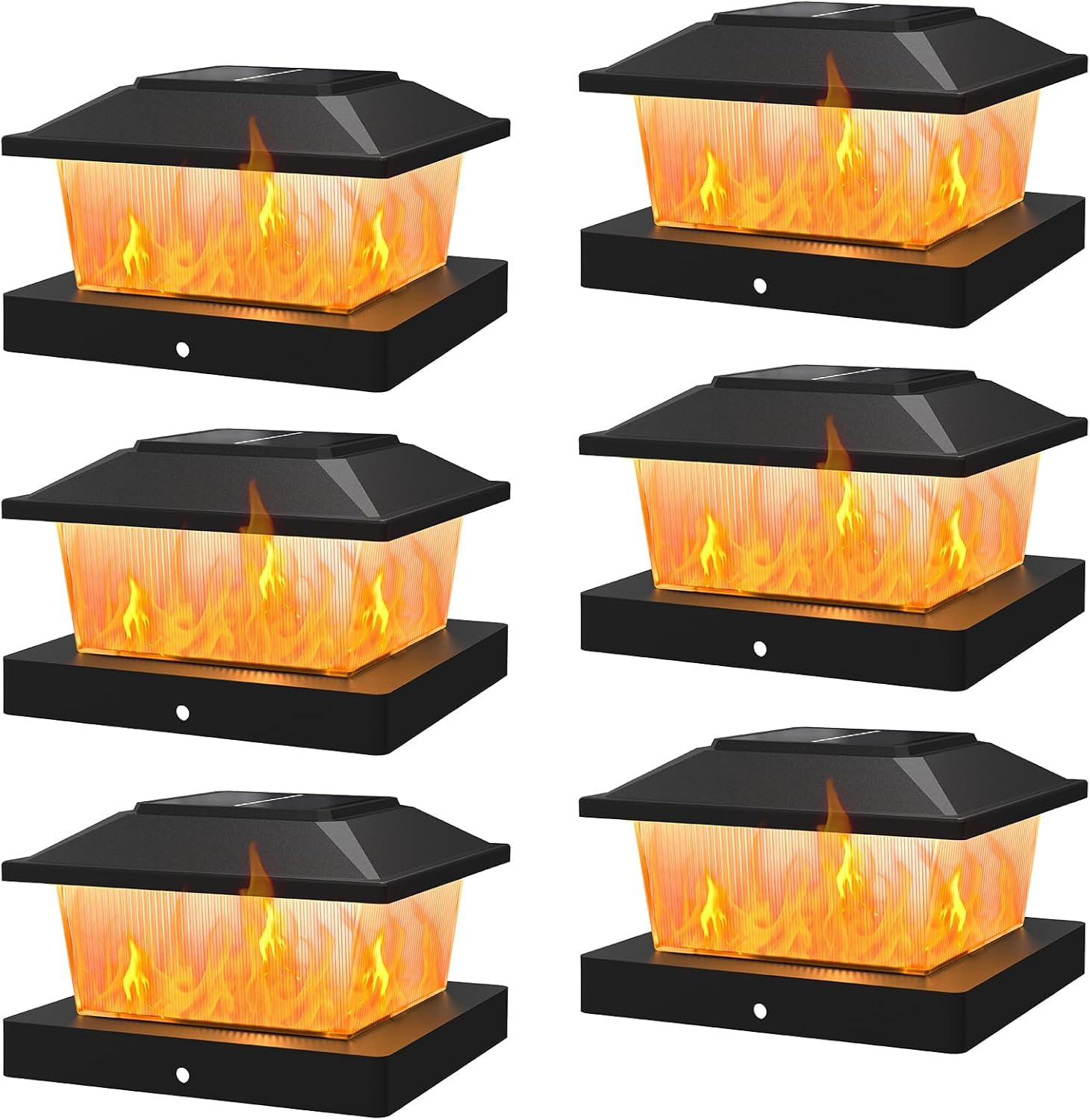 Gresonic Solar Pfostenkappe 10x10 Flackernde Flamme Warmweiß IP65 Wasserdicht 8 Stück