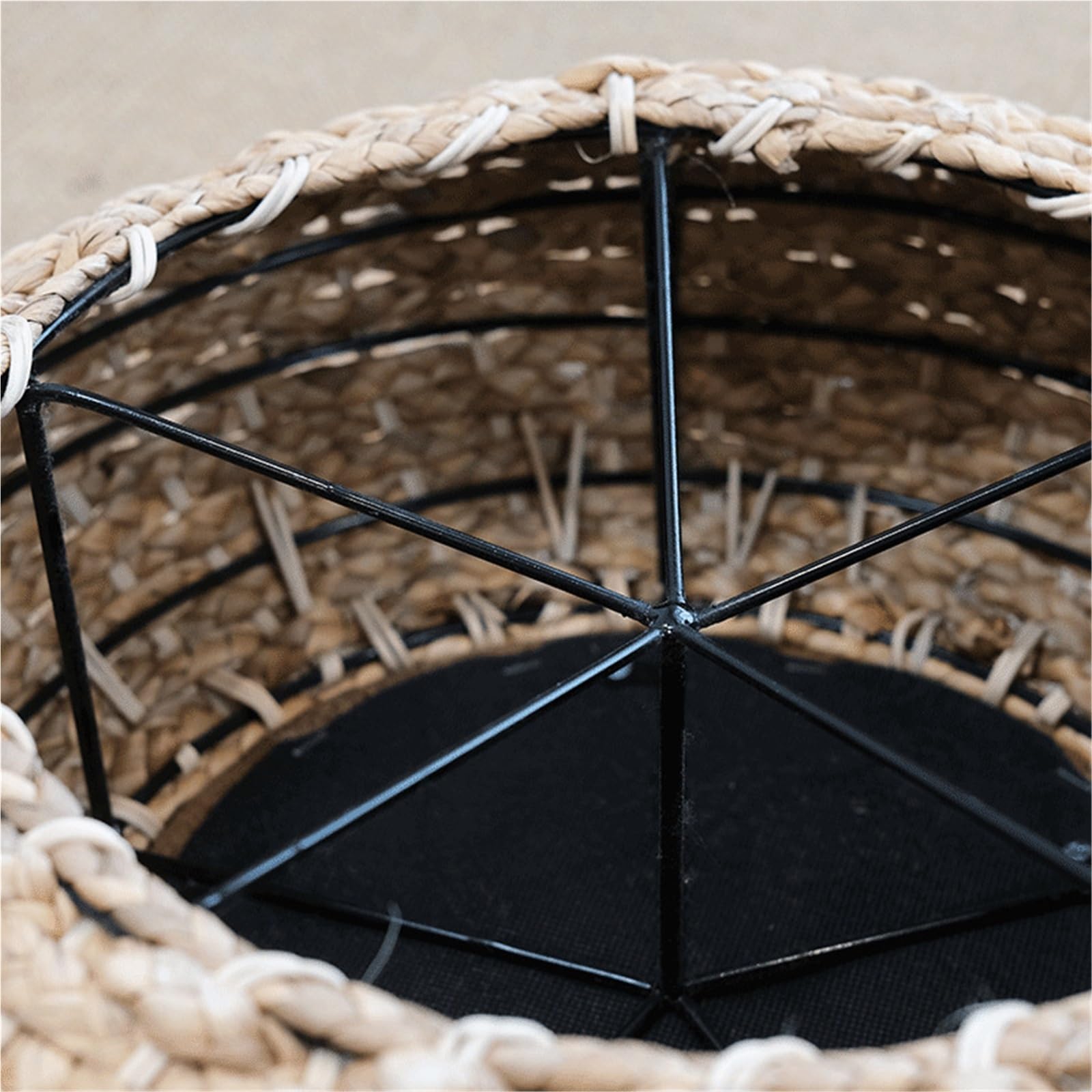 Cojín de meditación y reposapiés de ratán tejido a mano para práctica de yoga Zen