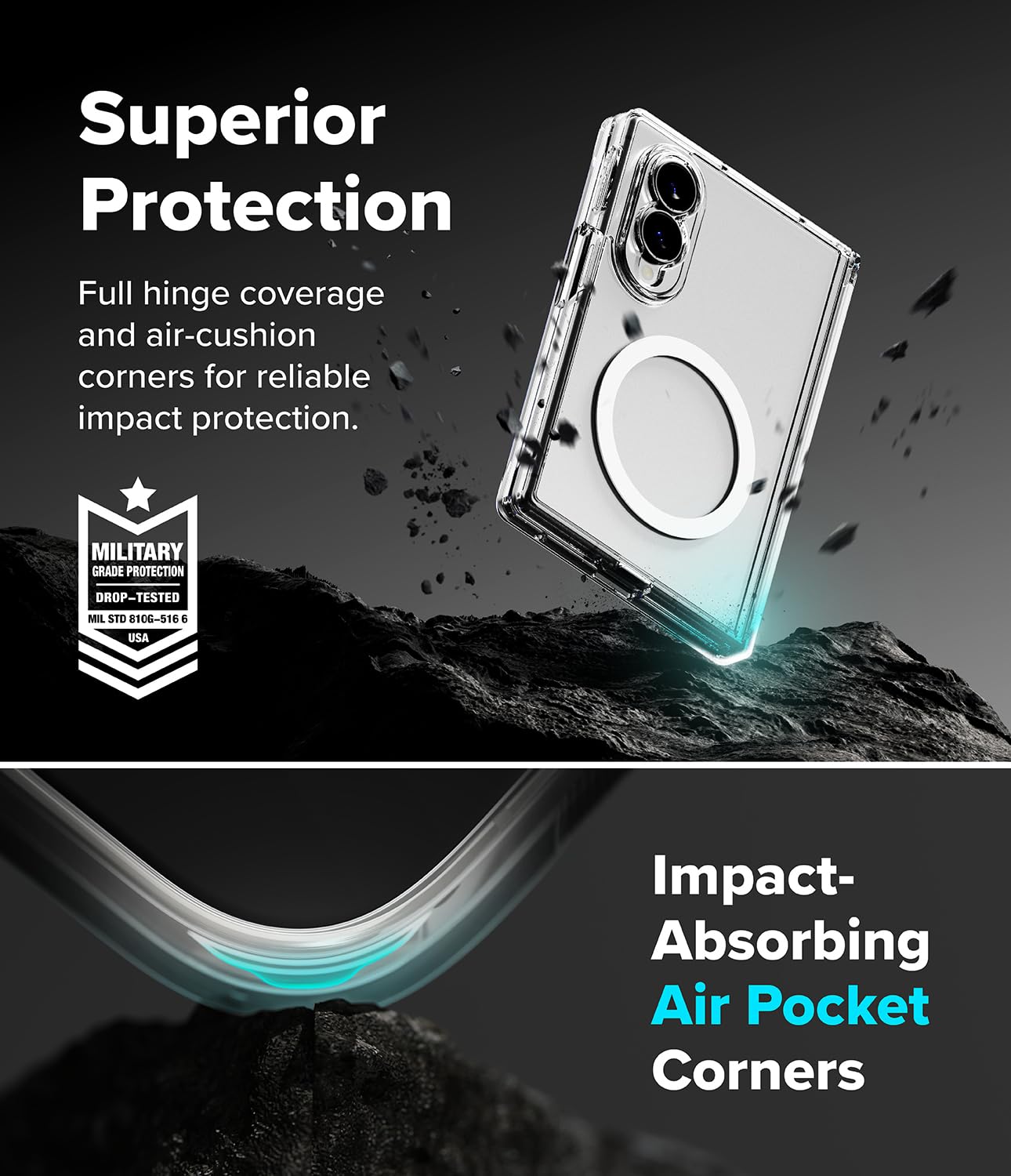 Ringke Fusion Flap Magnetic per Cover Samsung Galaxy Z Fold 8 - Clear | Compatibile con accessori magnetici, sottile, leggero, resistente ai graffi