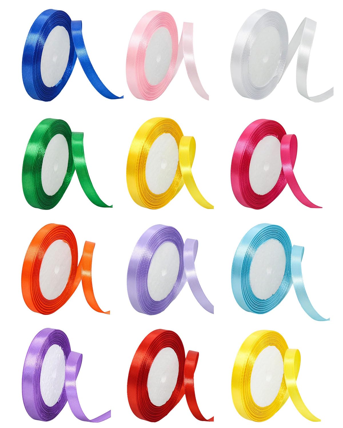 TPZORJX Couleurs Ruban Satin, 10mm x 22m, Accessoires de Couture Mariage, Emballage Cadeau, Fonctionnel et Élégant pour 