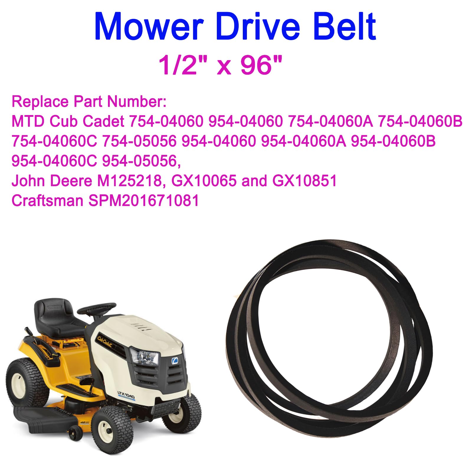 Courroie, Entraînement Du Plateau, 1,27 Cm X 245 Cm (1/2 Po X 96 5/8 Po