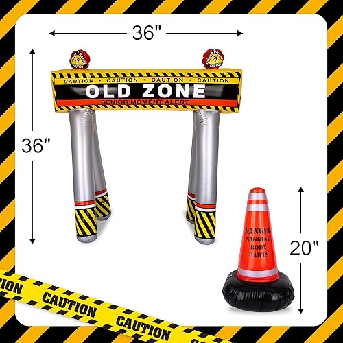 Miniatura 3 de ArtCreativity Old Zone - Barricada inflable + cono para decoraciones de fiesta sobre la colina, decoraciones de cumpleaños 40, 50, 60, accesorios de