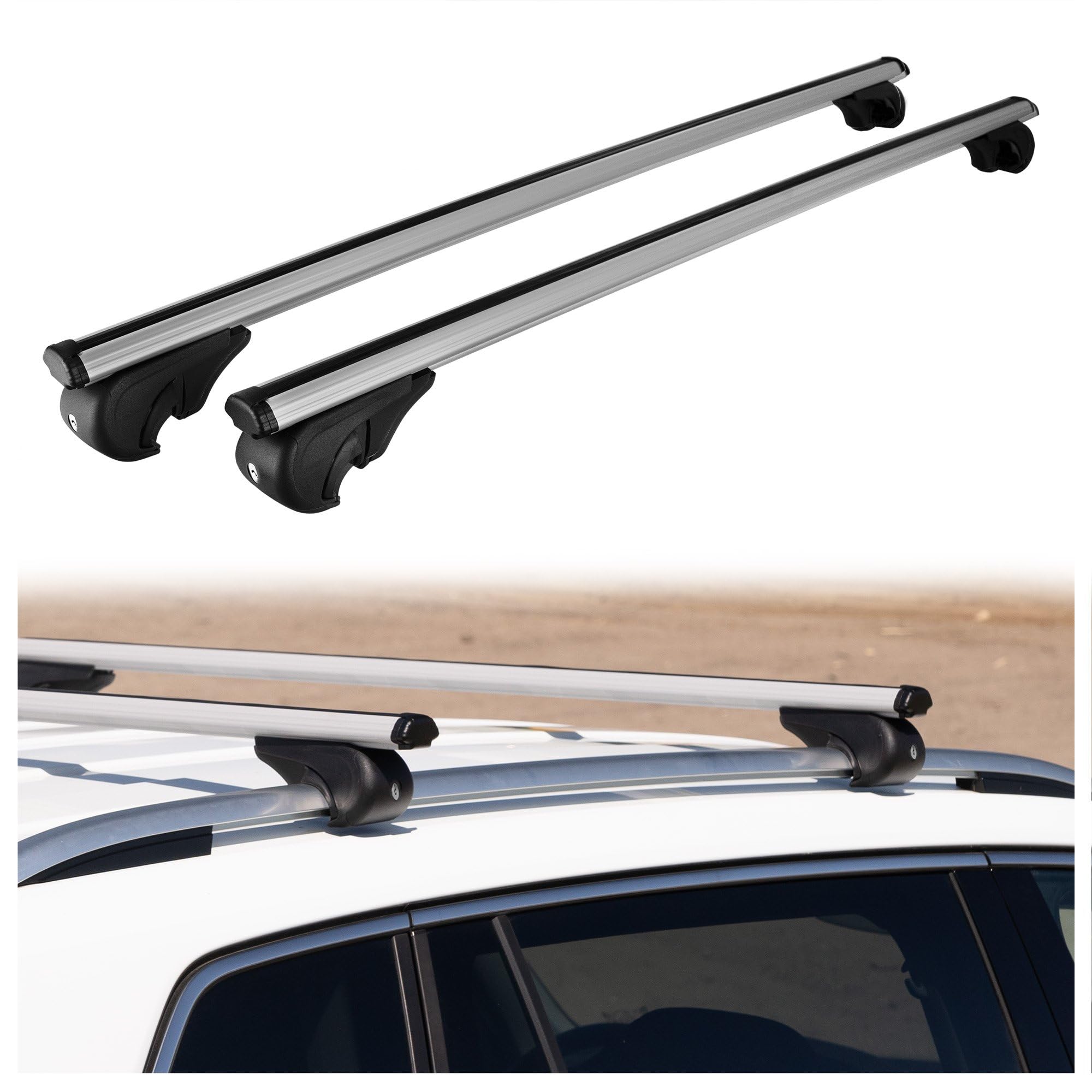 CHROMEMASTER Portapacchi da Tetto, Barre Tetto; Compatibile con Toyota RAV4 2016-2018; Per il Trasporto di Box da Tetto, Portabiciclette, Scala | Struttura Leggera e Resistente in Alluminio