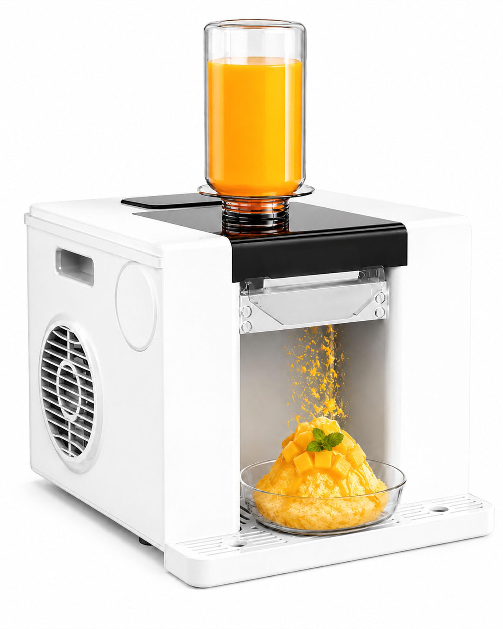 ErShangMao Shaved Ice Machine,Snowflake Ice Machine 2026,Automatic Snow Cone Maker 350w,2000rpm,60kg Daily Output, 750ml Bucket, Touch Panel And Auto-Cleaning For Bingsu, Slushies, Desserts White