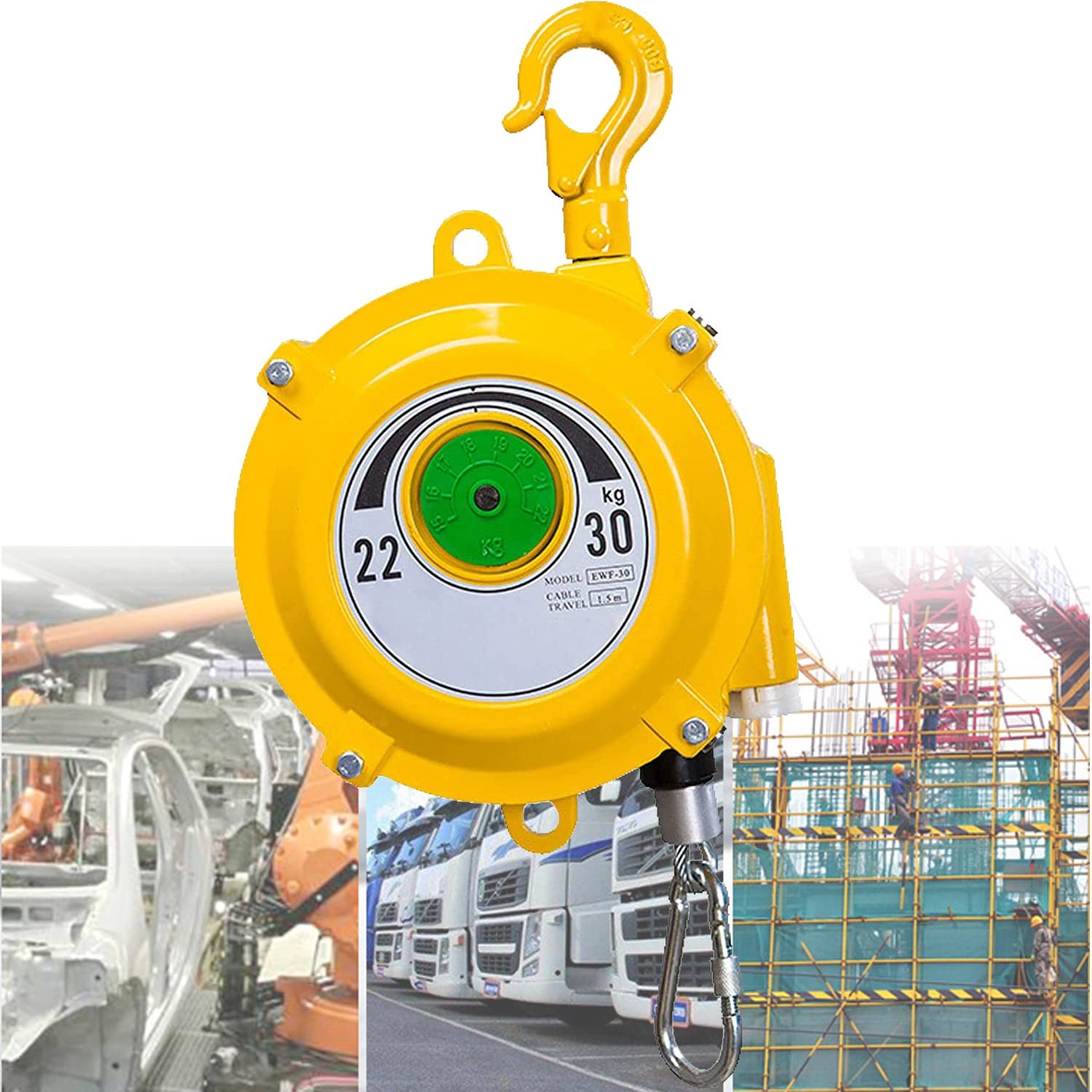UZAMIRLEX Spring Balancer, Self-Locking Tower Spring Balancer Adjustable Retractable 1.5m Wire Rope 15-30kg(22 to 30KG)