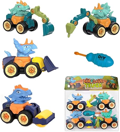KAMINRUN 4 piezas de juguetes para vehículos de ingeniería con destornillador juego de vehículos de bricolaje grúa excavadora juguetes de ingeniería disponible en Yaxa Colombia