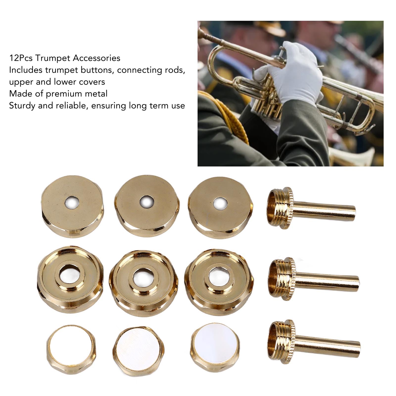 Accessori per Tromba da 12 Pezzi, Coperture Superiori e Inferiori in Metallo, Pulsanti, Bielle, Parti di Ricambio per Tromba