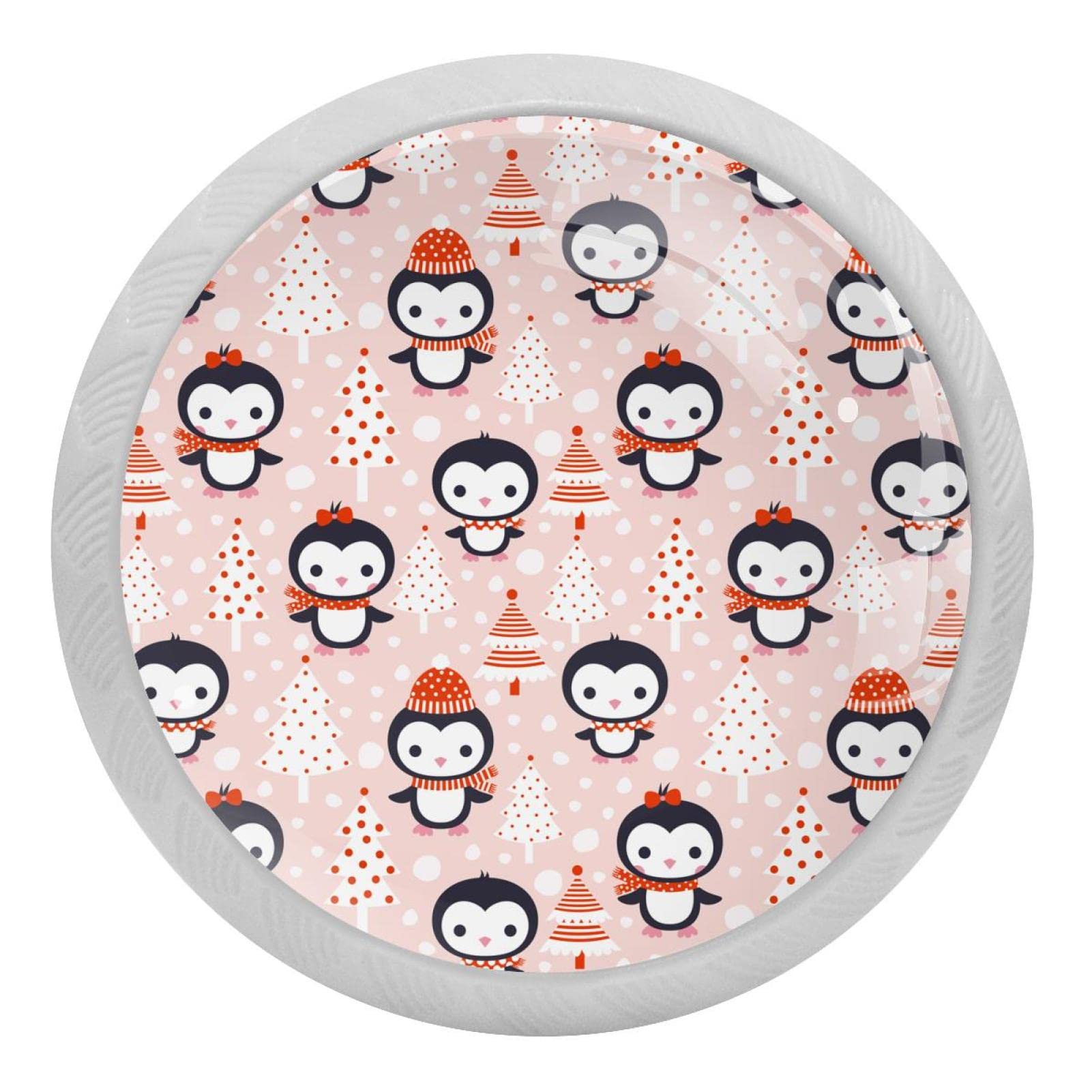 Boutons de tiroir pingouin de Noël rose pour illuminer la chambre d'enfant