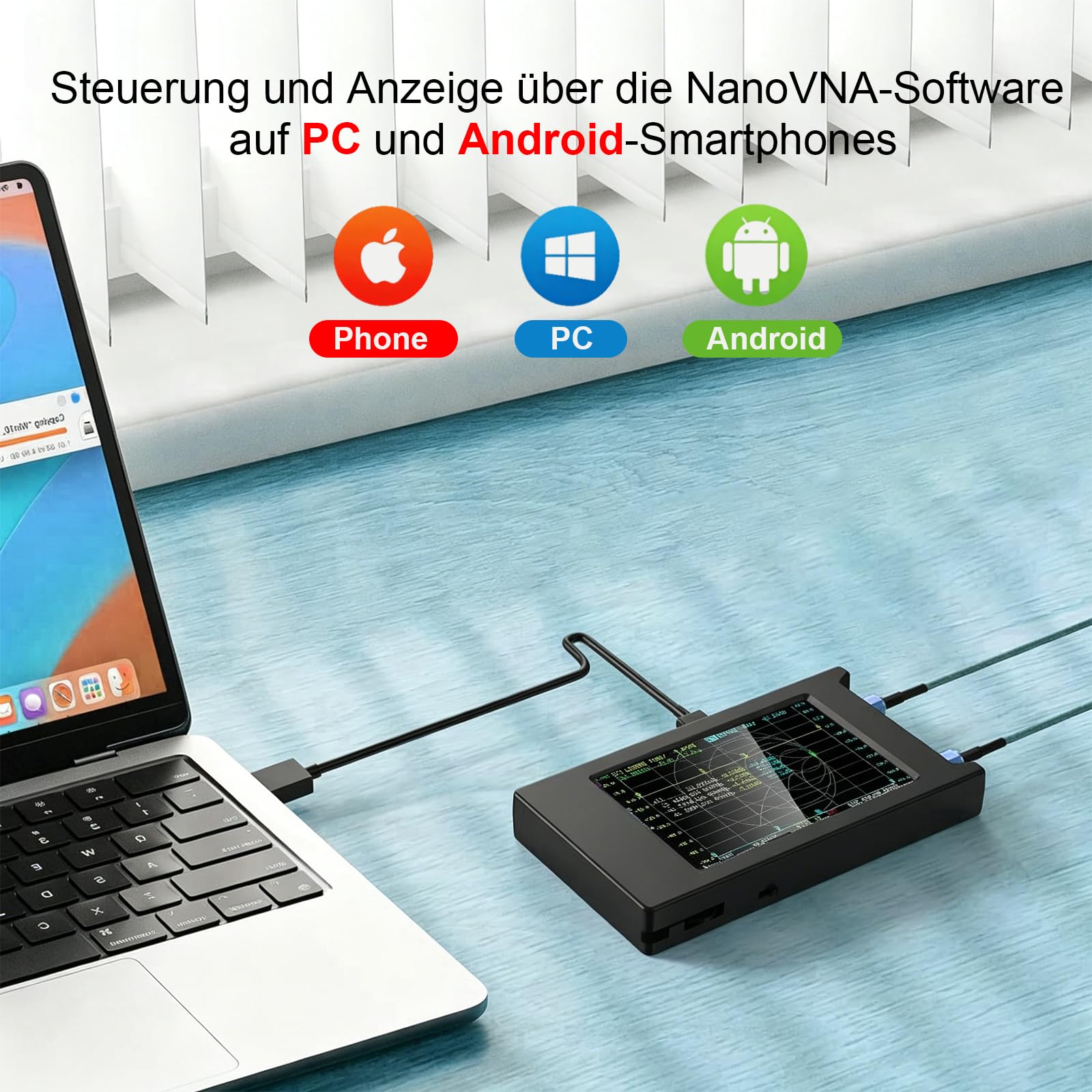 NanoVNA-H4 Vektor-Netzwerkanalysator mit 32GB Karte & 10,16cm (4") Touchscreen, 9 kHz–1,5 GHz HF/VHF/UHF für Smith-Chart, Phase & Verzögerung