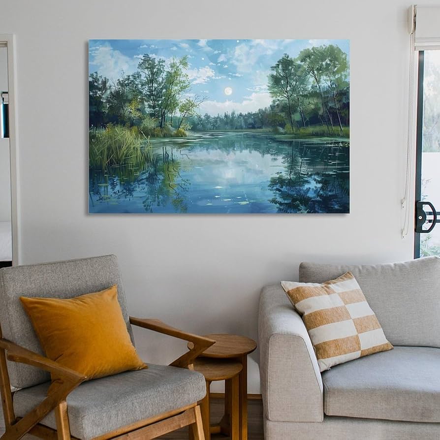 アンティーク 木製 額縁 ポスター画 風景画 自然 湖 絵画 アート インテリア Amazon.co.jp: 絵画 森の湖 アートパネル ポスター 美しい自然の