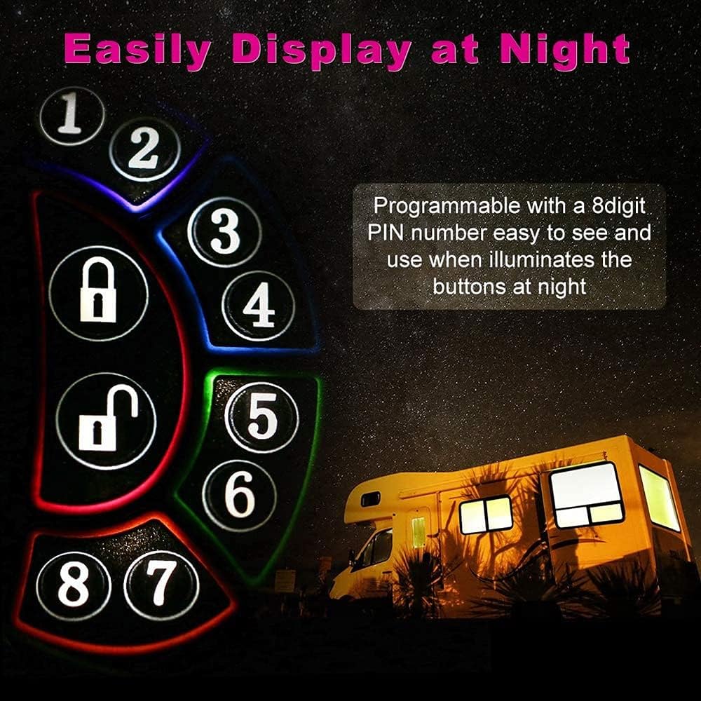RV Keyless Entry Door Lock, with Backlit Keypad, Handle Latch with Deadbolt, Remote Controller, Zinc Alloy Keyless RV Door Keypad Fob, for Travel Trailer (Color : Blue) (Pink)