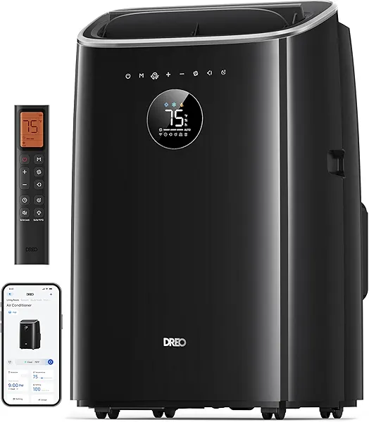 Dreo Portable Air Conditioners, 8,000 BTU Air Conditioner for Bedroom with Drainage-free Cooling, 45dB Quiet, APP/Voice/Remote, 24h Timer with Fan & Dehumidifier, Smart AC Unit for Room Indo