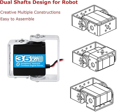 Miniatura 4 de 77.2 lbs Robot Servo Coreless Motor High Torque de acero inoxidable Engranaje Servos de dirección digital con soportes de montaje