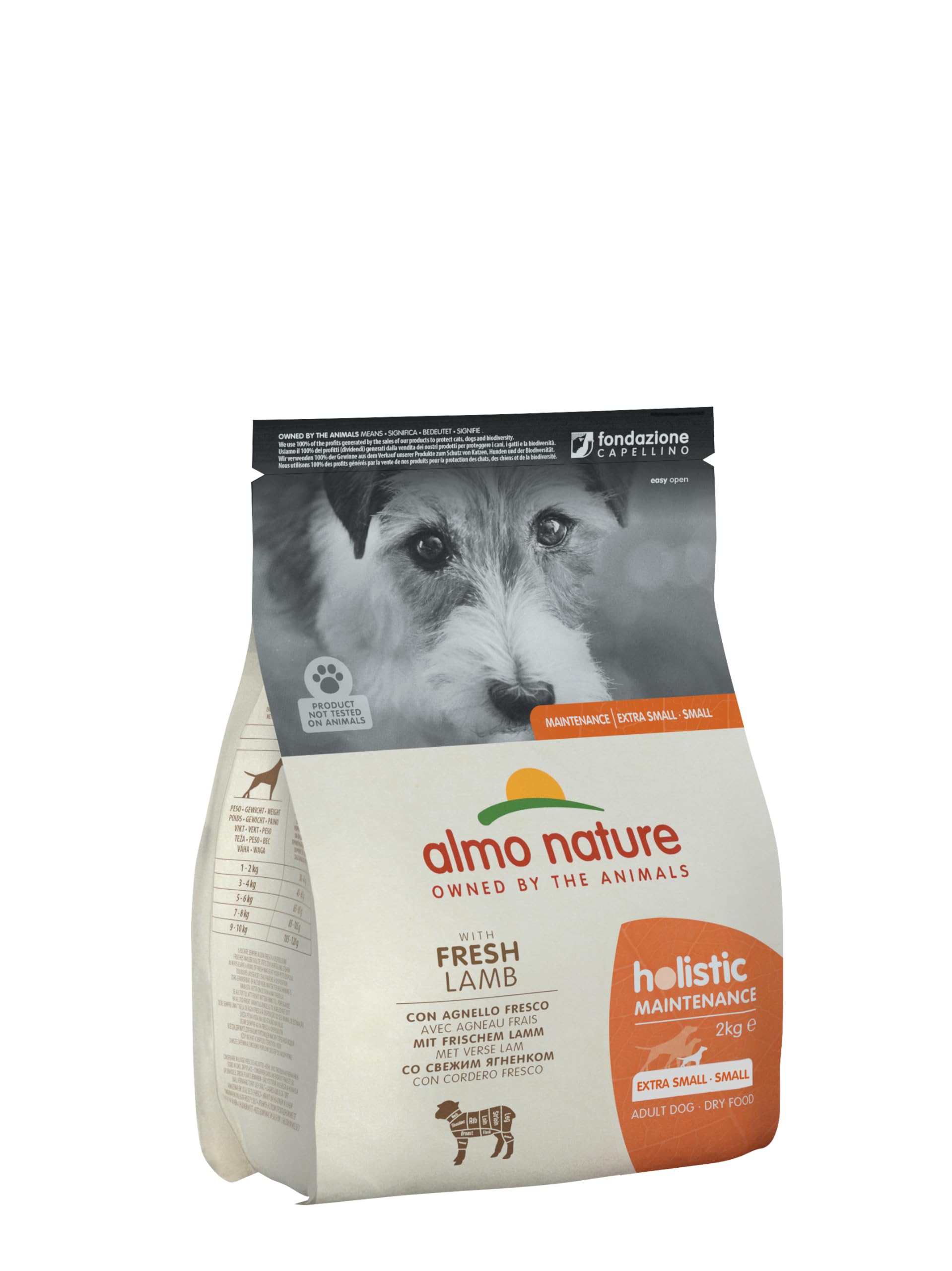 almo nature Holistic Maintenance XS-S, Crocchette per Cani Adulti con Agnello Fresco - Sacco da 2 kg