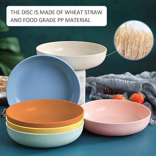 Miniatura 3 de SwellishColor Juego de platos llanos de 6 colores para platos de plástico, aptos para microondas y lavavajillas, platos de paja de trigo para