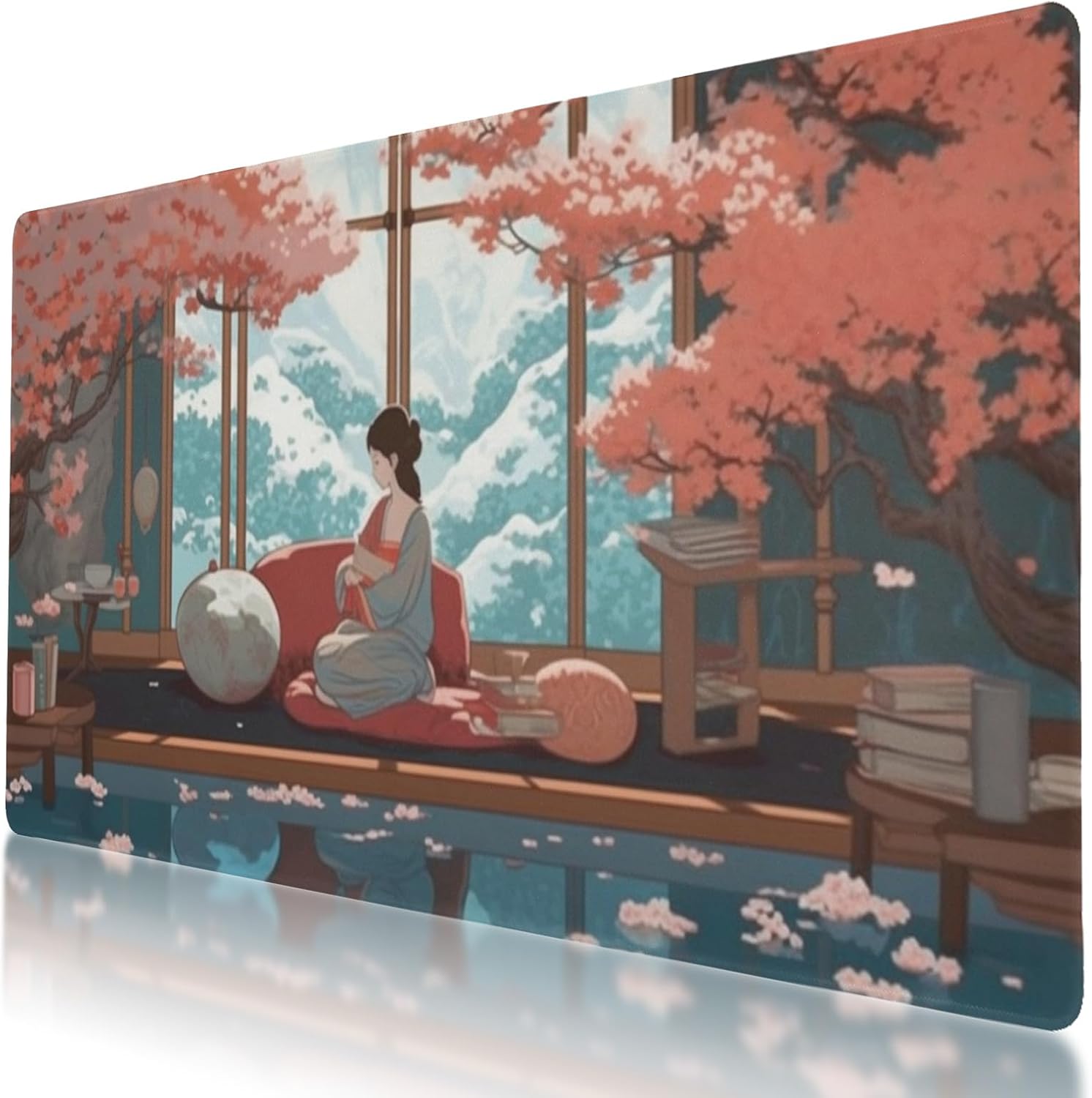 Durable and Washable Quiet Reading Corner Designed Mouse Pad 35.5 x 16 Inch, Non-Slip Rubber Base, Ideal for Easy Typing and Gaming