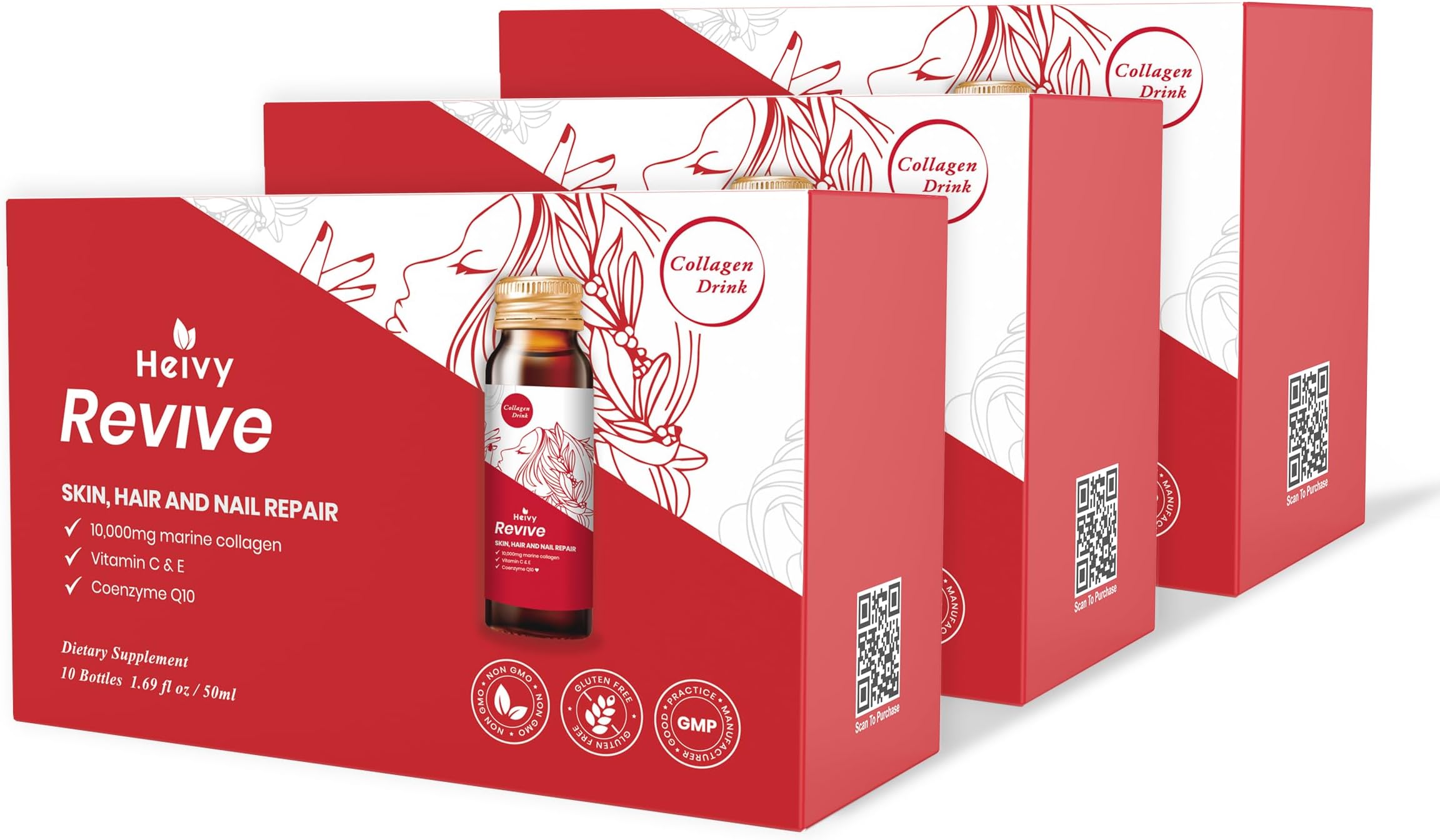 Liquid Collagen for Women, Collagen Drink with 10,000mg Marine Collagen Peptides, Collagen Liquid for Women for Hair Growth, Skin Repair, Nail Strength, 1.69 Fl Oz (Pack of 30)
