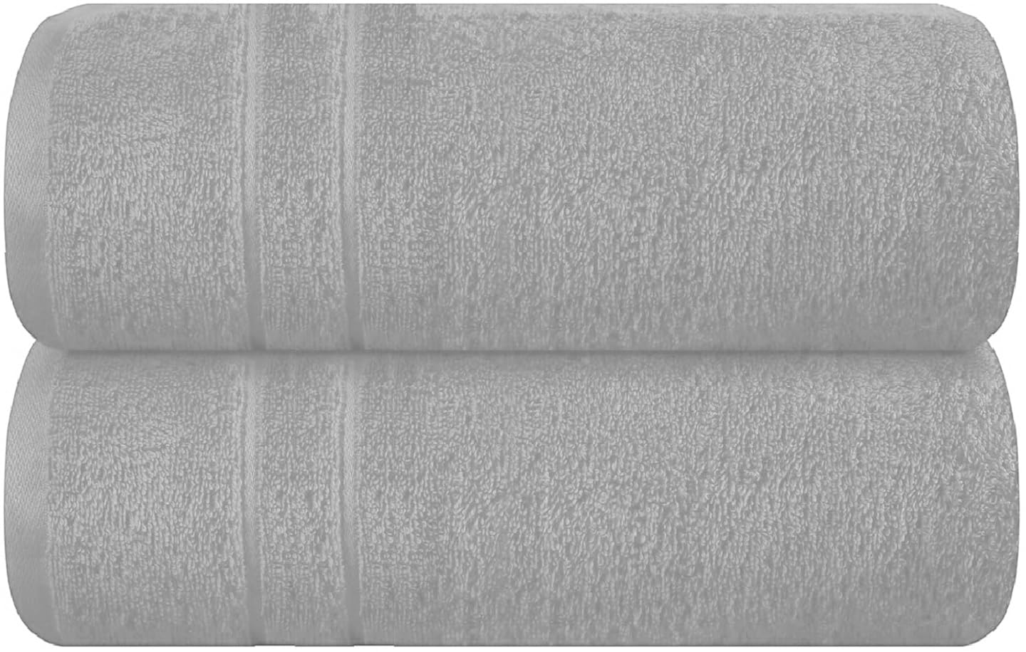 WovenWonder Luxurious Bath Towels Set of 2 (70 x 120 cm) Super Soft 100% Egyptian Cotton 800-GSM Hotel, Spa, Gym, Every day Use Big Bathroom Towels Premium Quality (Silver, Bath Towels 2 Pack)