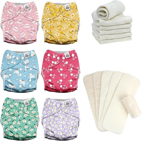 Mama Koala 3.0 Pañales de tela para bebé con 6 inserciones, con 6 inserciones de algodón de cáñamo Bboo de 6 capas
