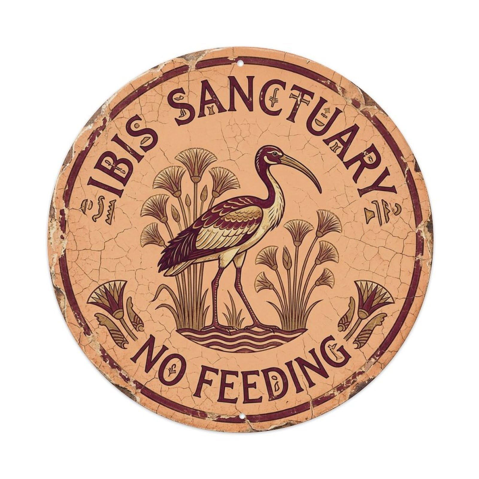 Ibis Sanctuary No Feeding Vintage Metal Tin Sign Plaque Wall Decor for Cafe, Club Bar, Office, Garden Metal Poster 8x8Inch