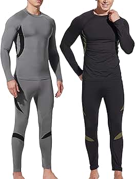 UNIQUEBELLA Men's Thermal Underwear Sets Top & Long Johns Fleece