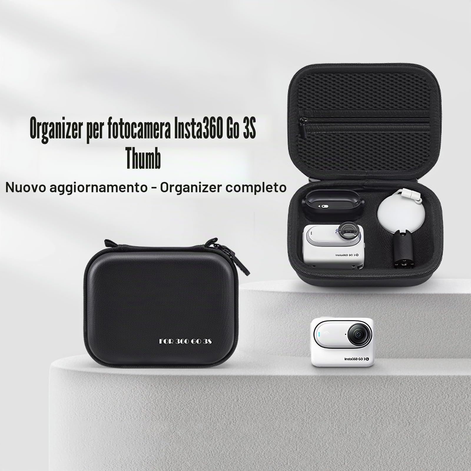 Custodia per Insta 360 GO 3S/GO3, Organizzatore Accessori, Mini Protective Storage Clutch Bag, Nero, Classico