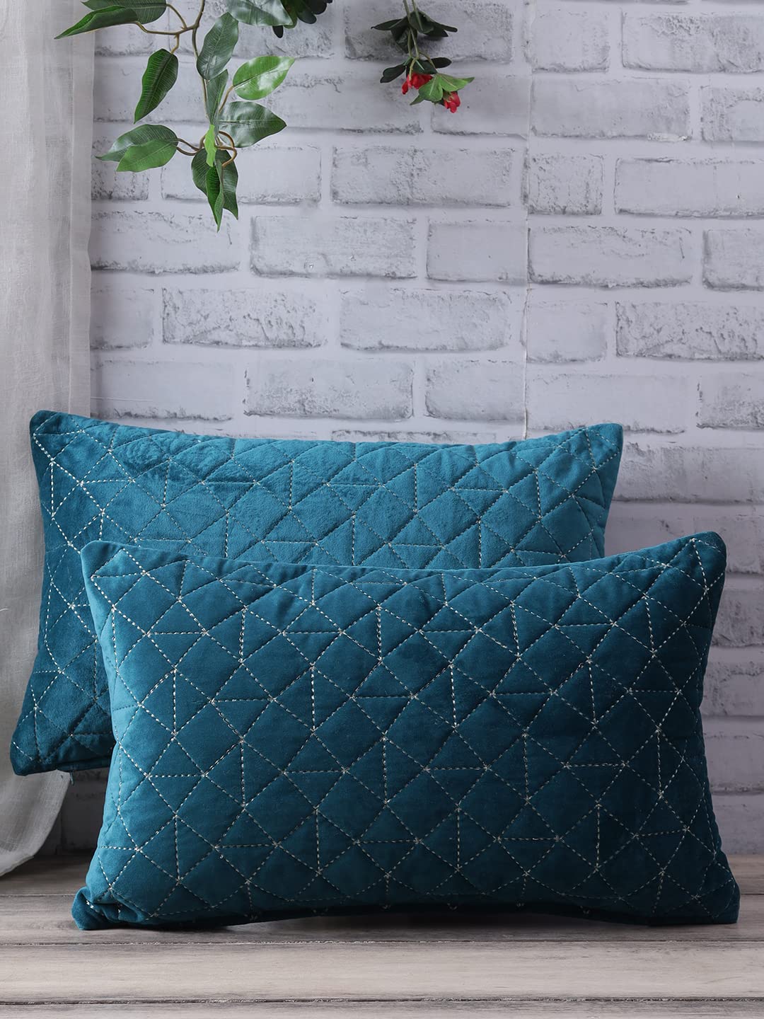 eyda Quilted Cushion Covers with Zipper, Set of 2, 12x20 Inches, Velvet Pillow Covers for Bed, Embroidered Rectangular Cushion Cover for Sofa, Decorative Sleeping Pillow Covers for Home Decor (B0B833YRGX) Amazon Price History, Amazon Price Tracker