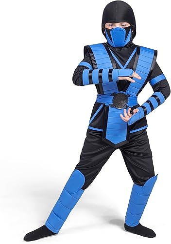Spooktacular Creations Disfraz de ninja azul para niños, disfraz de ninja para niños pequeños, disfraz de Halloween, juego de rol
