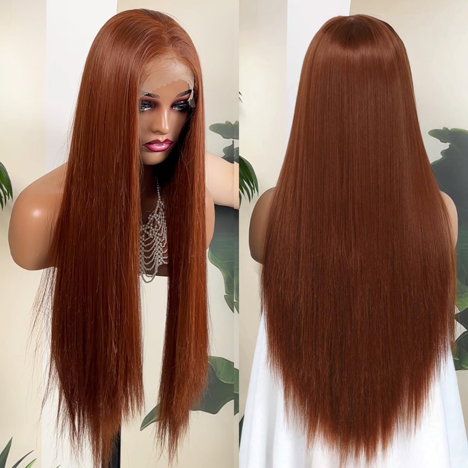 Chocolate Brown Long Hair Wigs for Women 13x6 hd Synthetic Lace Front Wig Pre plucked Hairline 30inch/76 cm 4#-Medium Brown Heat Resistant Synthetic Wig for Daily Use (Chocolate Brown Colored Wig)