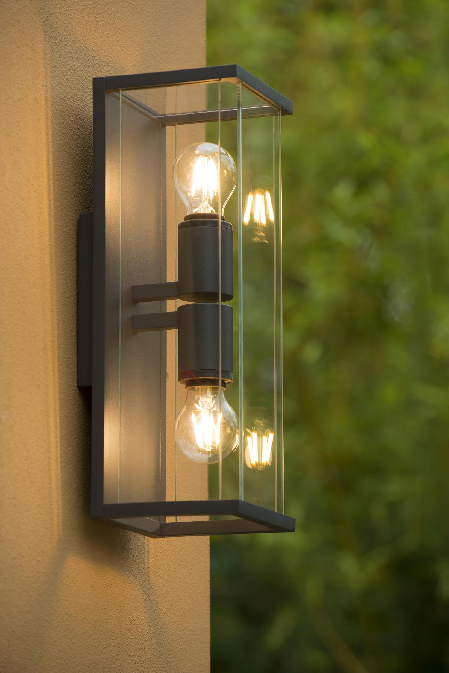 Lucide Claire – Lampada da parete esterna – IP54 – Nero, Vetro, nero, E27 15 wattsW 230 voltsV