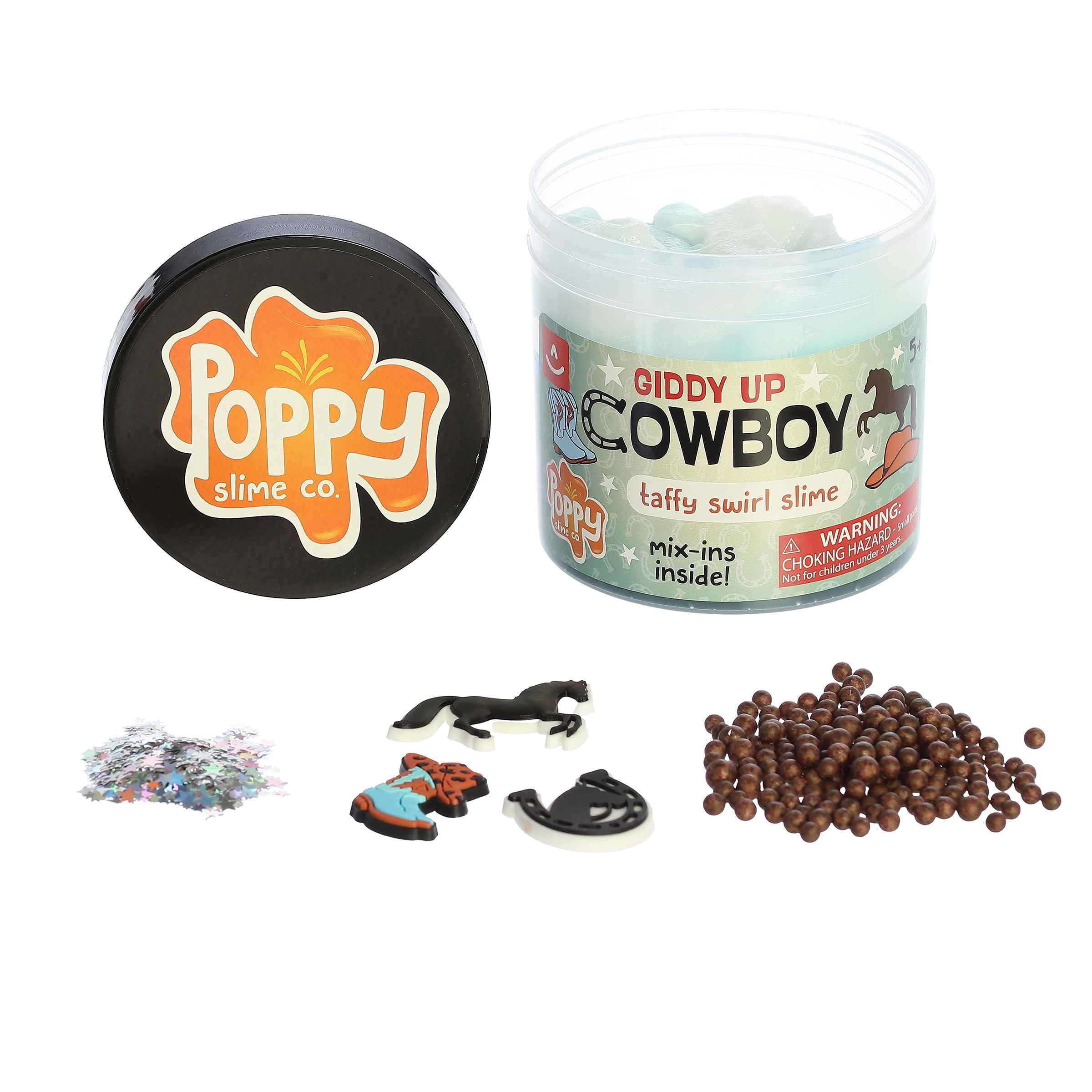 Aurora® Toys Gooey Poppy Slime Co.™ Giddy Up Cowboy Slime Toy - Sensory Play for Fun Playdates - for Kids 5+ Years, Adults, and Parents - Blue 11.3 oz