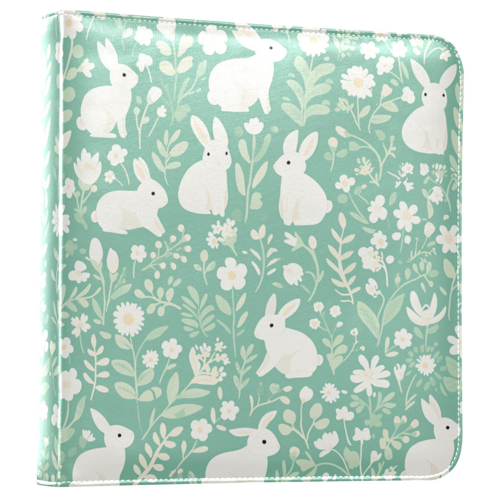 Kigai Bunny Photo Album Self Adhesive Scrapbook Album Leather Cover DIY Picture Scrap Book with 20 Adhesive Sheets, 11.8x24x0.8 inch