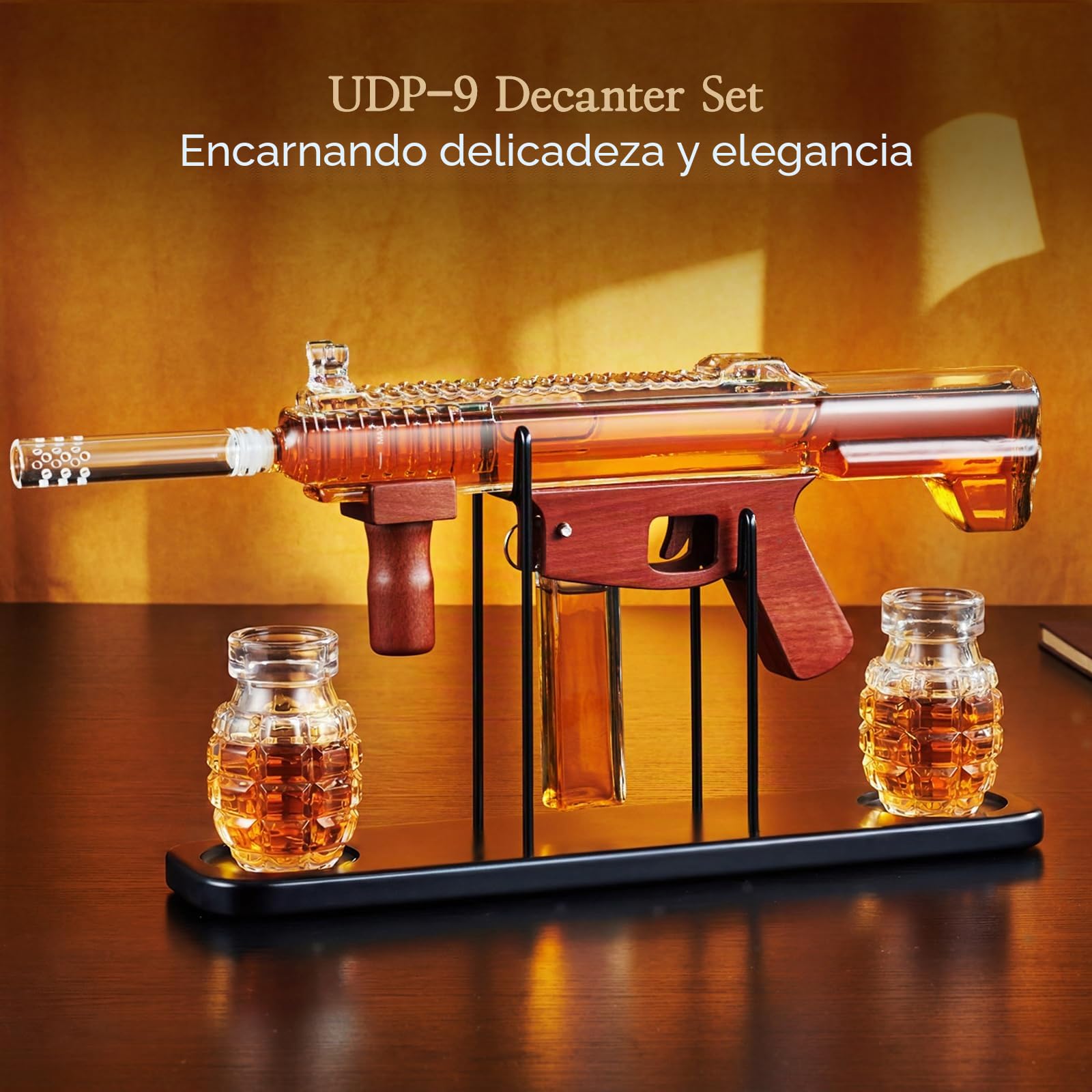 Regalos para hombres Papá, Kollea Whisky decantador set-Edición Limitada, licor decantador con bala vaso de chupito, gran regalo de cumpleaños para él-marido, regalo militar para el bar de casa