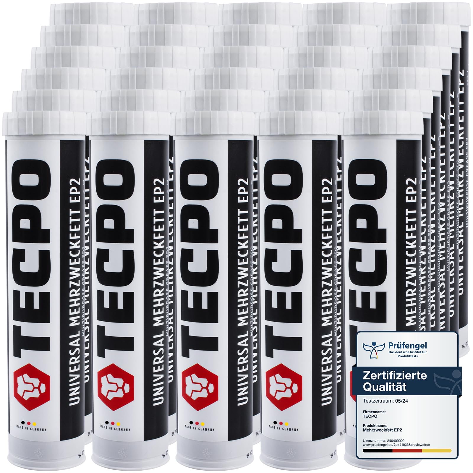TECPO Grasa universal multiusos EP2 400 g, cartucho de grasa de litio, grasa universal, lubricación de coche, resistente al agua, grasa de litio KP2K-30 (30 x 400 g)