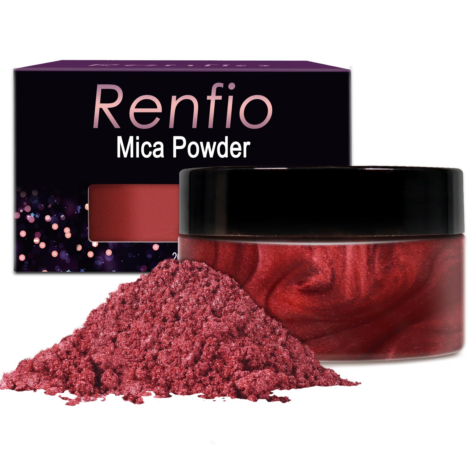 Renfio 100g Mica Powder Pigment Natural Fine Powdered Pigments Pearl Shimmer Epoxy Resin Dye for Painting Soap Making Slime Bath Bombs 3.5 Oz - Rust Red