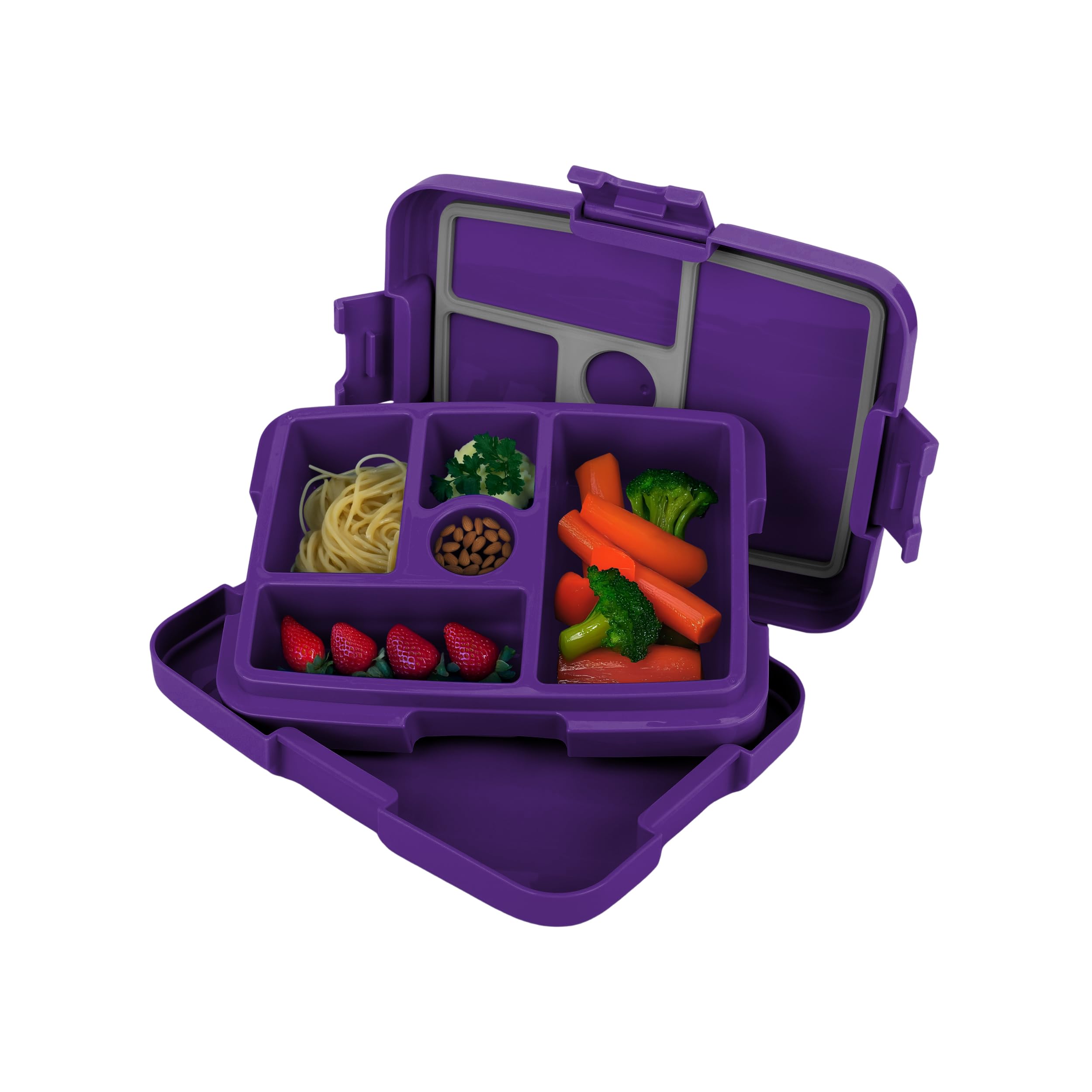 FOCO NFL Bento-Lunchbox für Erwachsene, offizielles Lizenzprodukt, zweifarbig, großes Logo, Fußball-Optik, auslaufsicher, 5 Fächer, Minnesota Vikings