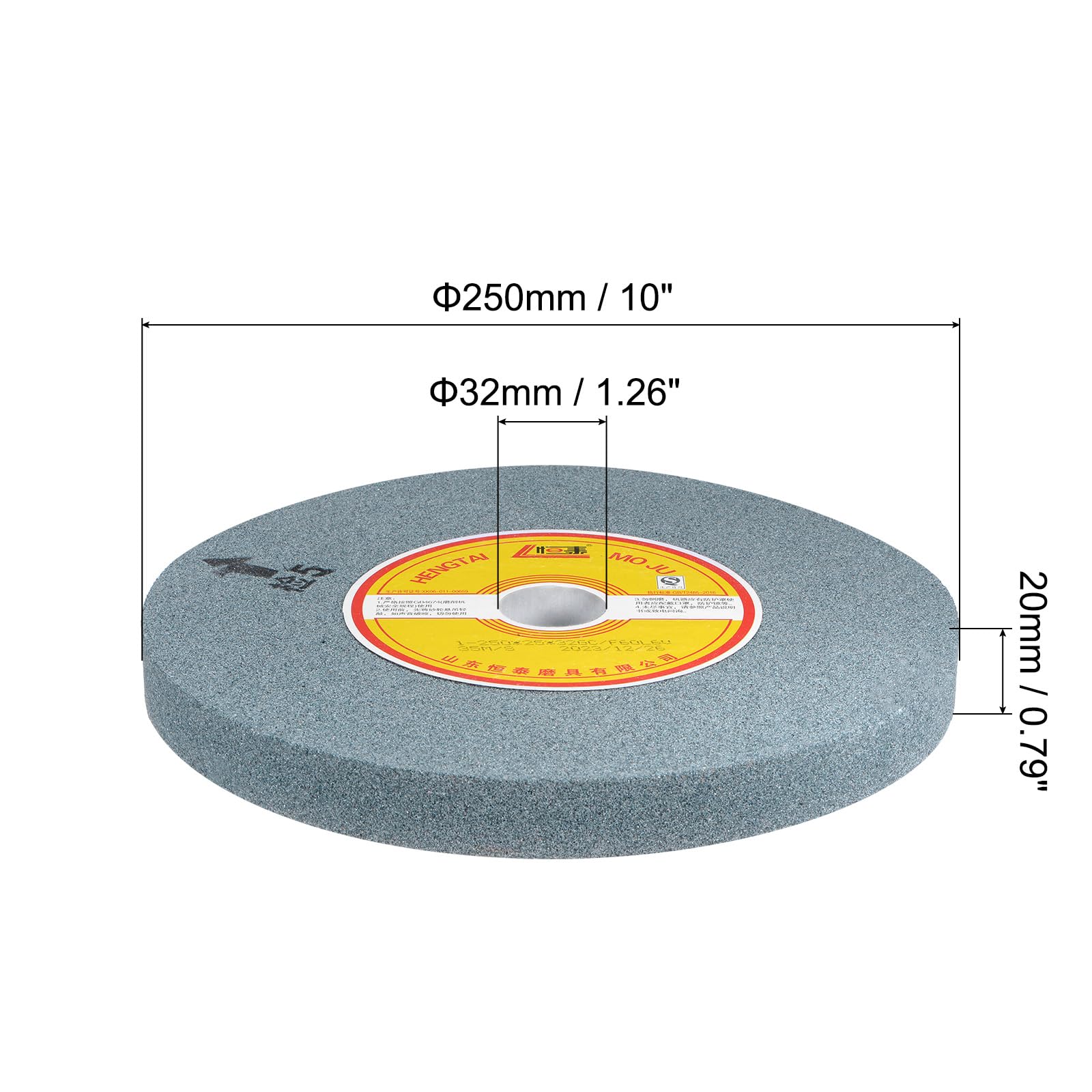 QUARKZMAN Schleifbockscheibe 250 x 32 x 25 mm, 60 Körnungen Grüne Siliziumkarbid-Bank-Schleifscheiben für Hartmetall, optisches Glas