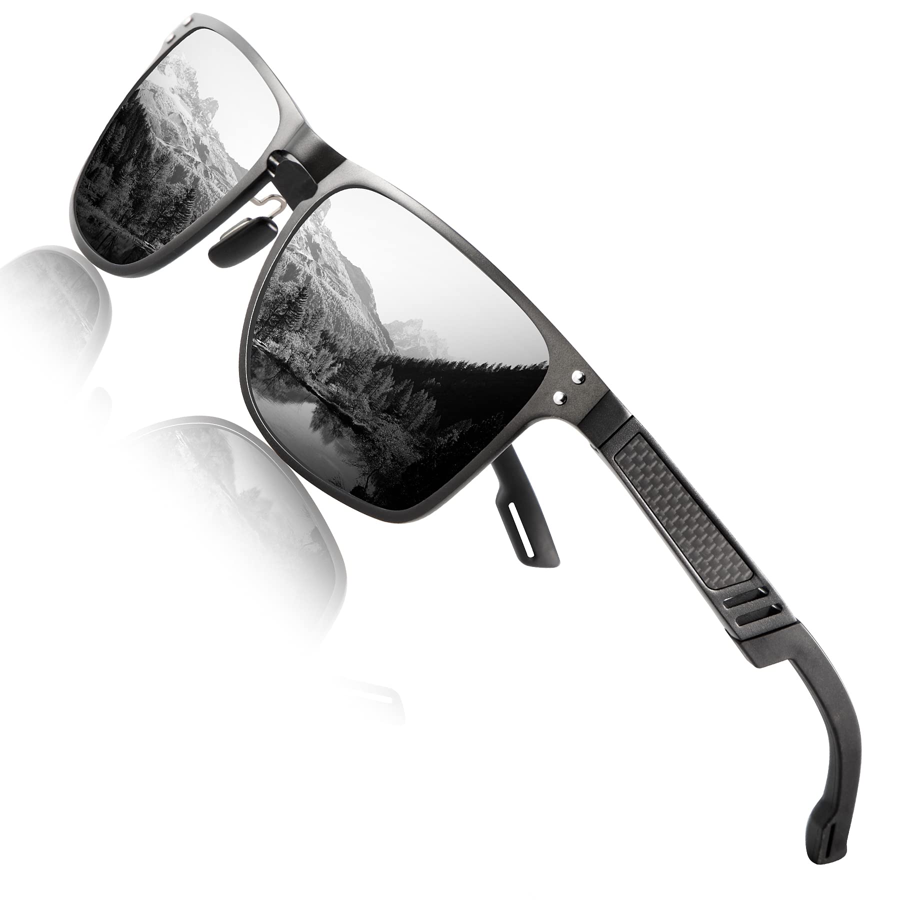 ANYLUVPolarized Sunglasses for Men Rectangular Classic Al-Mg Metal Frame Sun Glasses Mens Sunglasses with UV Protection