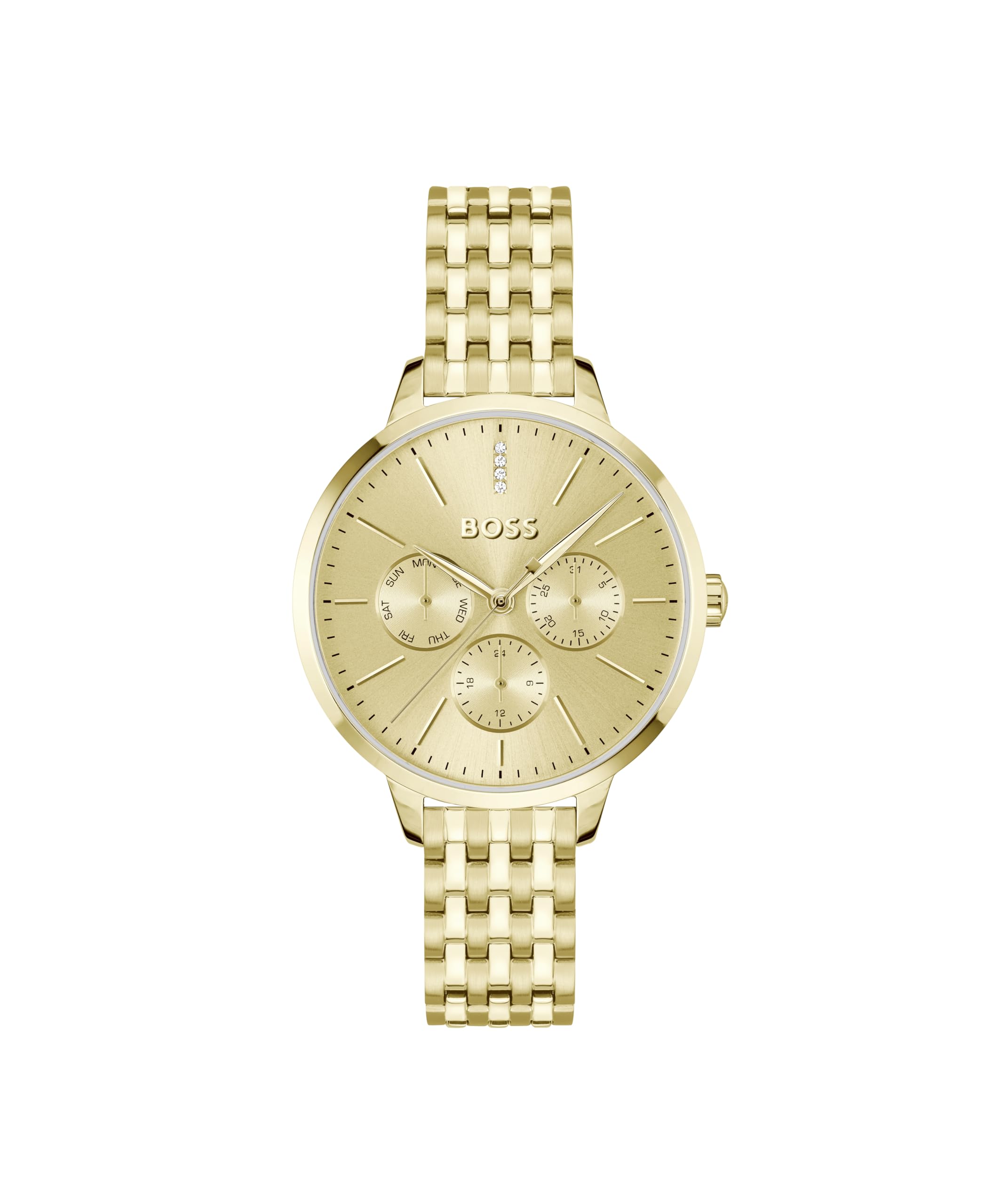 BOSS Analogue Multifunction Quartz Watch for Women Symphony LE Collection with Gold Colored Stainless Steel Bracelet - 1502782