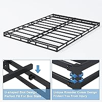 Vista 4 de Somier de resorte completo de 3 pulgadas, somier de perfil bajo para cama completa, base de colchón resistente, base de cama de metal con cubierta