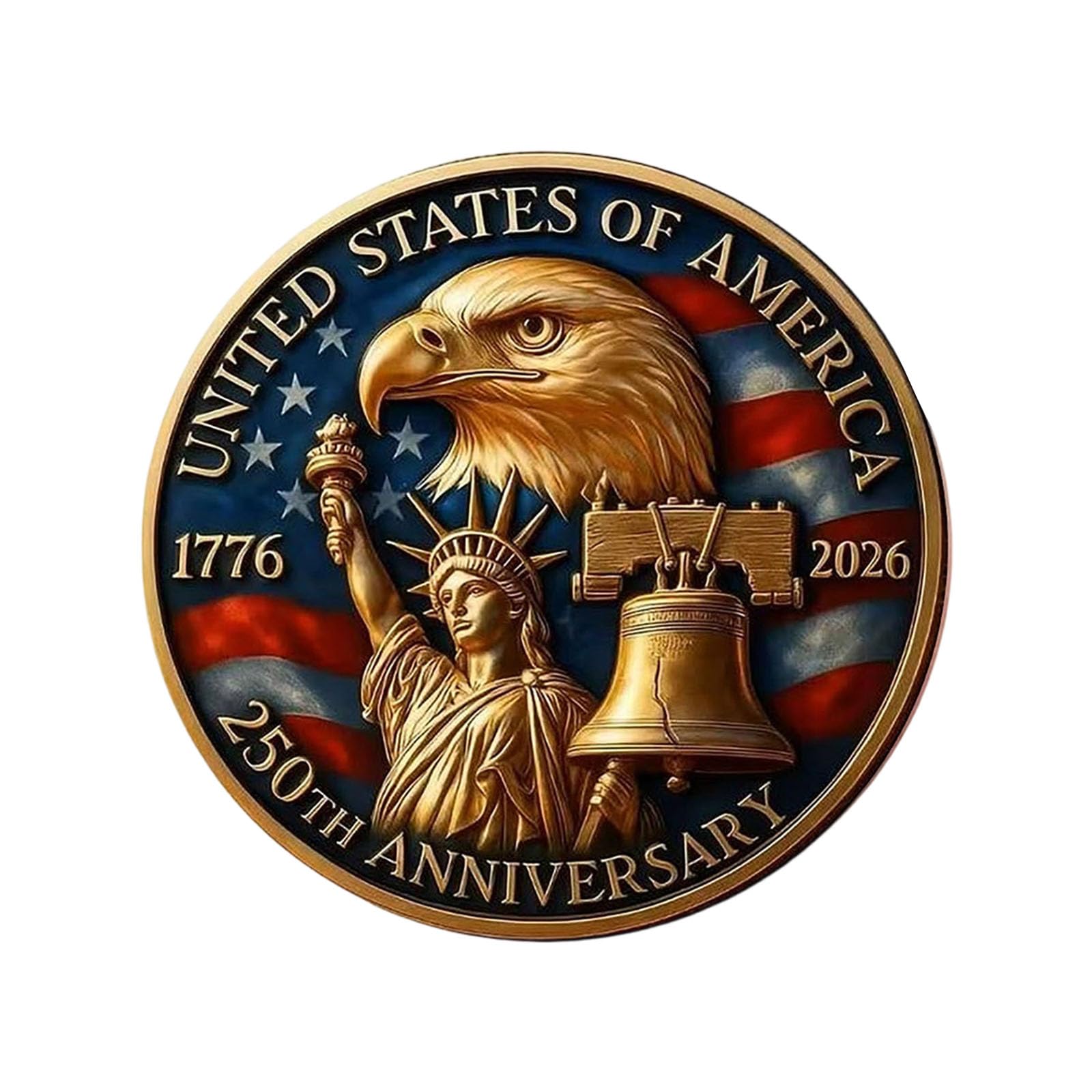 APGLSXY 250th Anniversary Coin 3D Relief Sculpture Souvenir Coin Independence Day History Enthusiasts for Patriotic Collection Gift