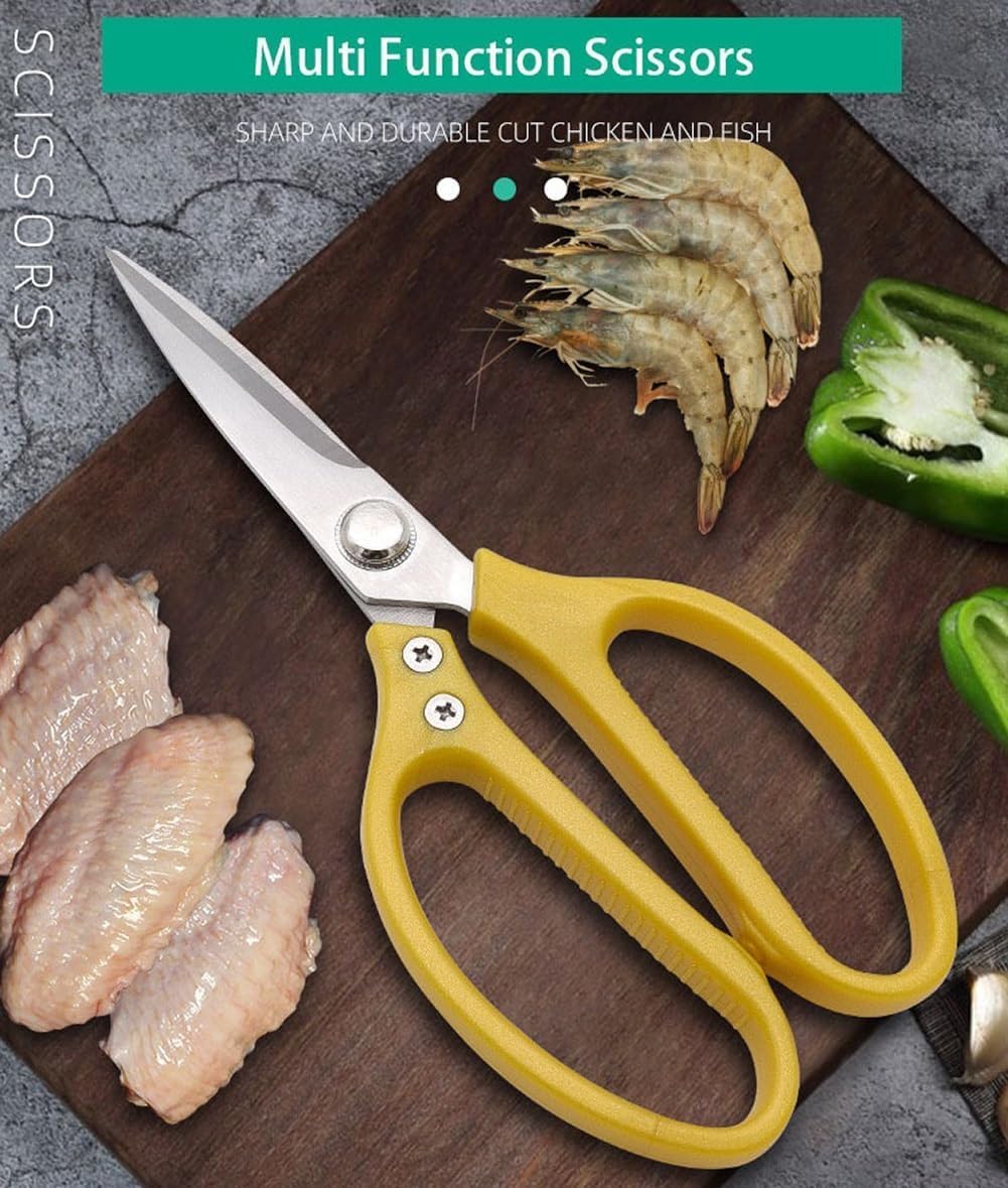 Tijeras de Cocina, Tijeras para Aves de Corral, Tijeras de Acero Inoxidable para Cortar Carne y Verduras, afiladas y Rectas, Hoja de 3,0 mm de Grosor, Tijeras de Cocina para Huesos de Pollo