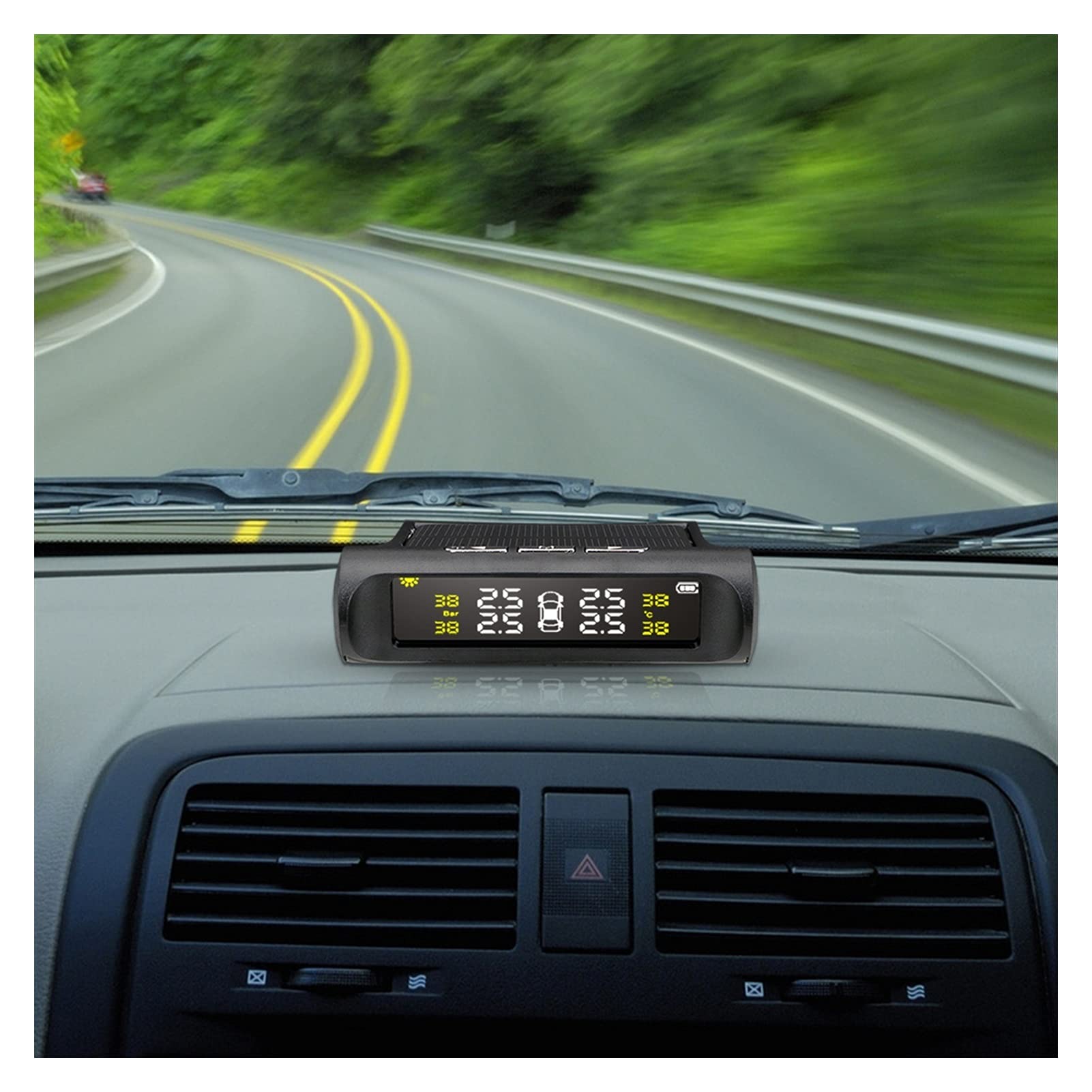Outils de contrôle de pression des pneus Pression de pneu numérique LCD Afficher les systèmes d'alarme automobile voiture de puissance solaire TPMS Système de surveillance de la pression des pneus