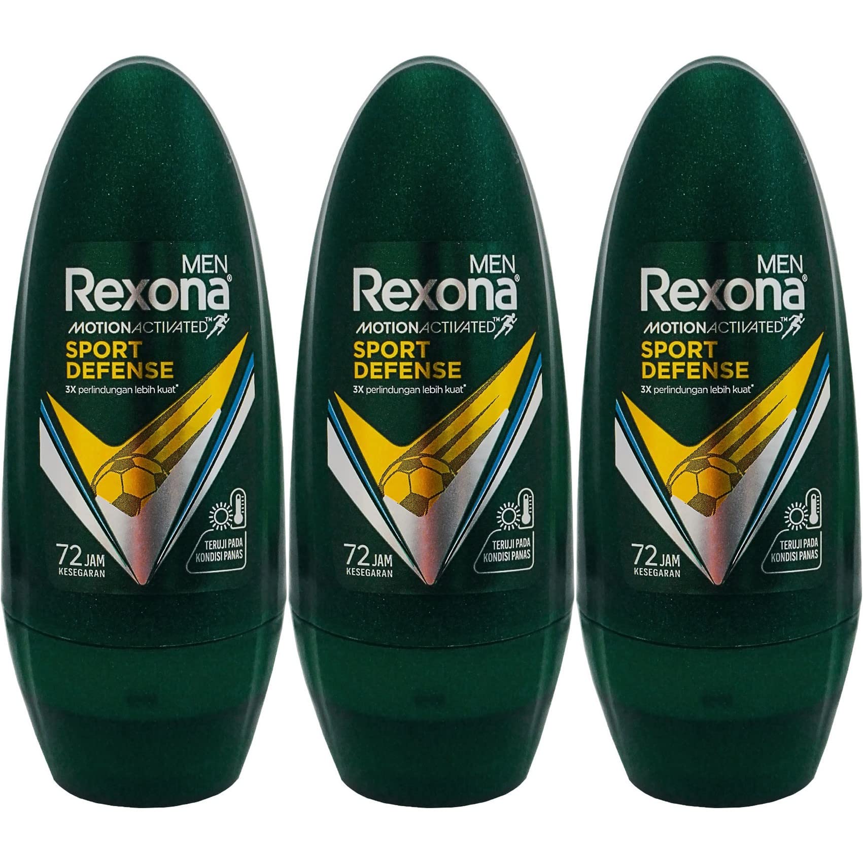 Rexona Men's Deodorant Roll-On SPORT DEFENSE Sports Defense 1.5 fl oz (45 ml) x 3 Packs