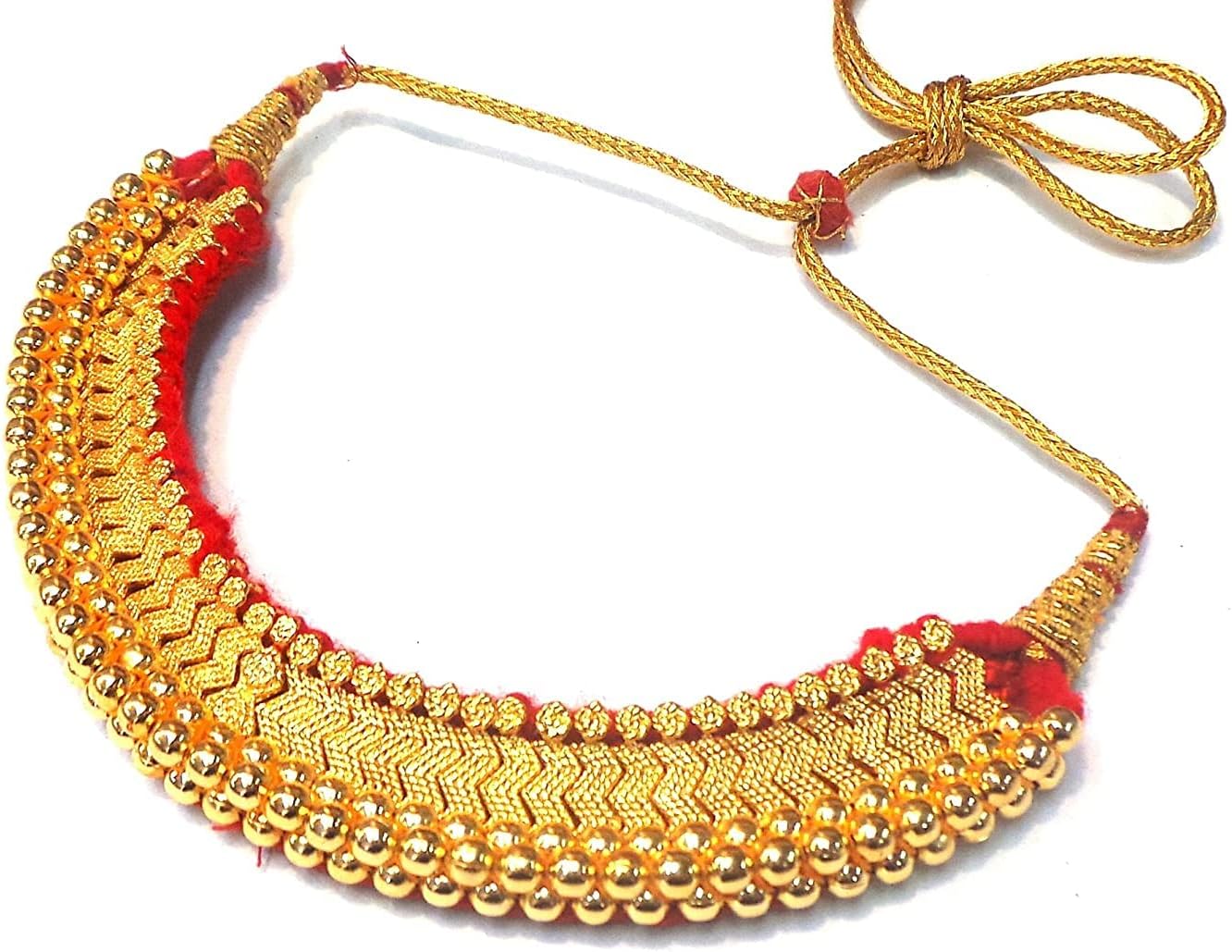 Tejas imitation jewellery Women's Traditional Gold-Plated Golden Choker Kolhapuri Necklace (Gold)