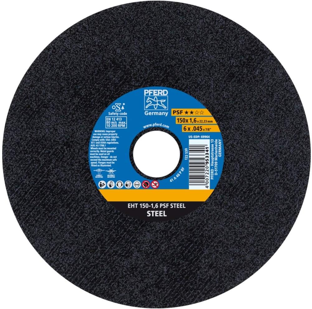 PFERD 69964 6" x .045" Cut-Off Wheel, 7/8" AH A P PSF - 46 Grit - Type 1 (25pk)