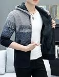 Kinkia Men's Zip Up Hooded Fleece Cardigan Sweater Winter Warm Sherpa Lined Jacket Coat Hoodies with Pockets