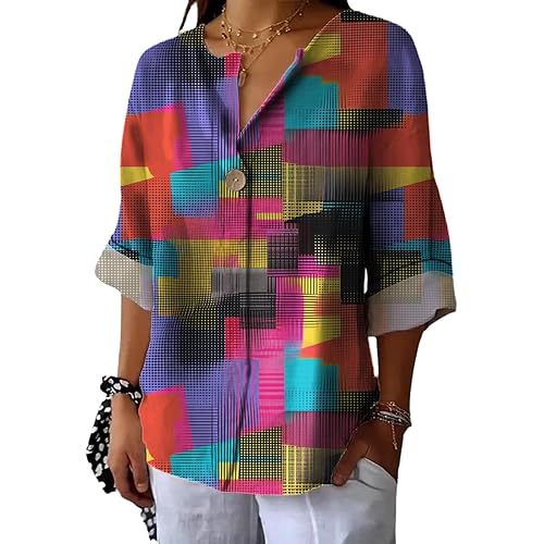 Women Shirts Dressy for Leggings Oversized Floral Graphic Button Down